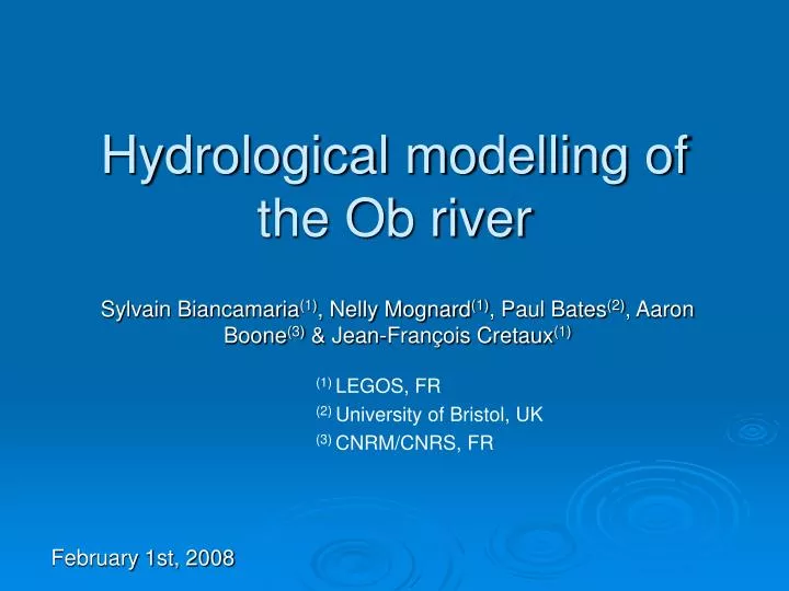 hydrological modelling of the ob river