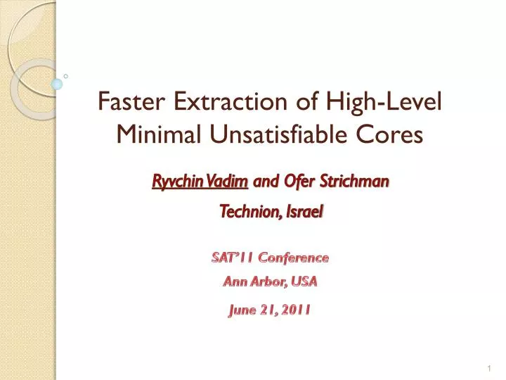 faster extraction of high level minimal unsatisfiable cores