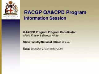 RACGP QA&amp;CPD Program Information Session