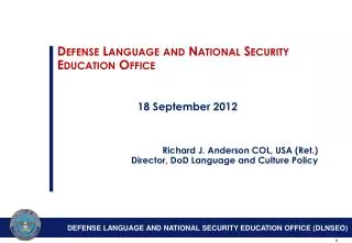 Defense Language and National Security Education Office 18 September 2012