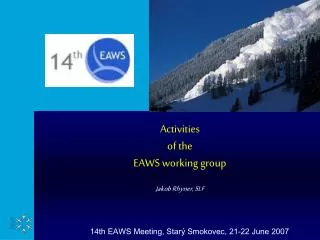 Activities of the EAWS working group Jakob Rhyner, SLF