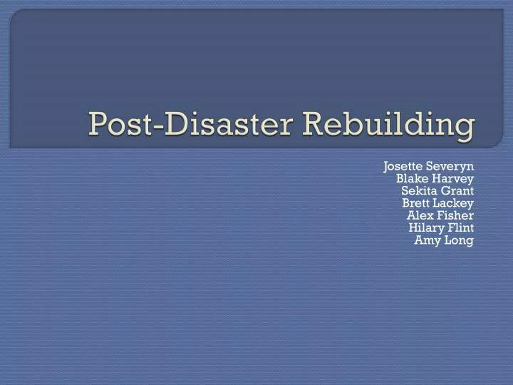 post disaster rebuilding