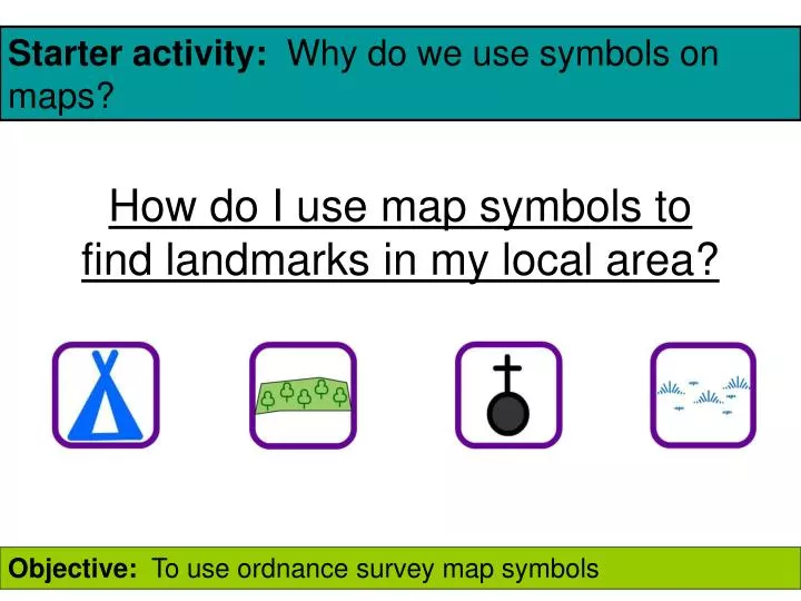 how do i use map symbols to find landmarks in my local area