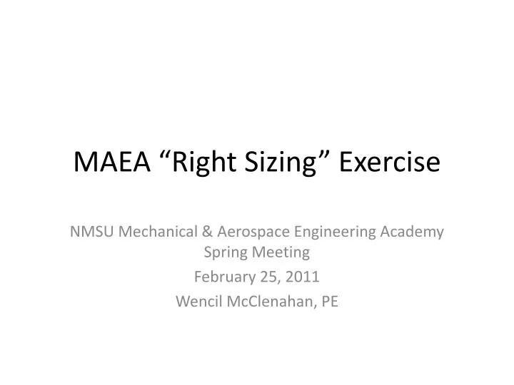 maea right sizing exercise