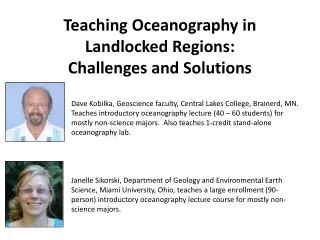 Teaching Oceanography in Landlocked Regions: Challenges and Solutions