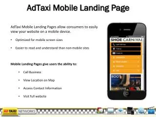AdTaxi Mobile Landing Page