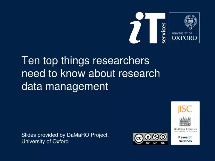 ten top things researchers need to know about research data management