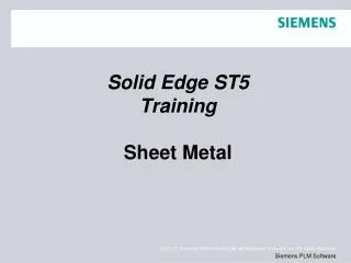 Solid Edge ST5 Training Sheet Metal