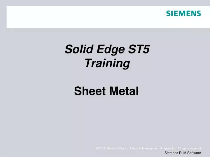 solid edge st5 training sheet metal