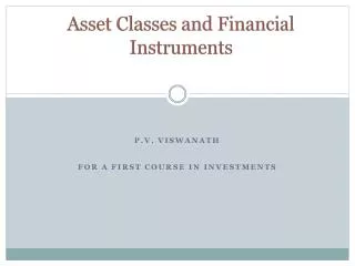 Asset Classes and Financial Instruments