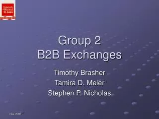 Group 2 B2B Exchanges