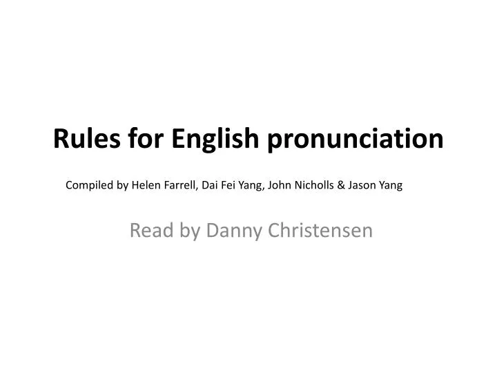 rules for english pronunciation