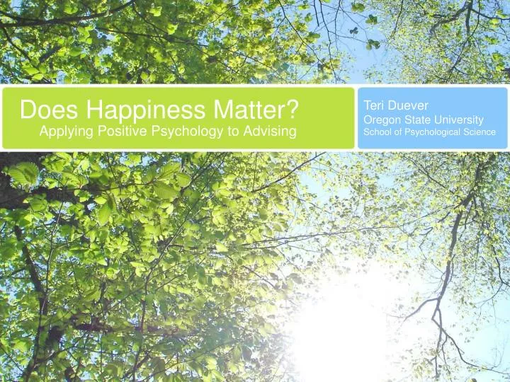 does happiness matter
