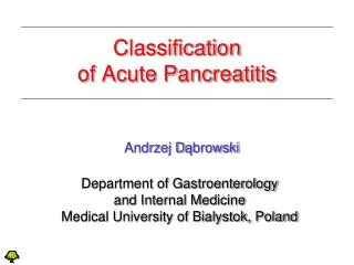 Classification of Acute Pancreatitis
