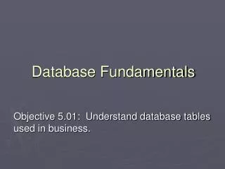 Database Fundamentals