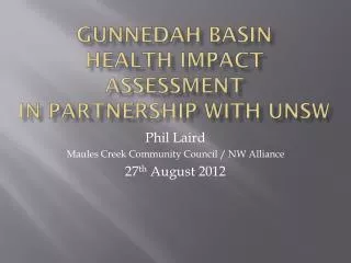 Gunnedah Basin Health Impact Assessment in partnership with UNSW