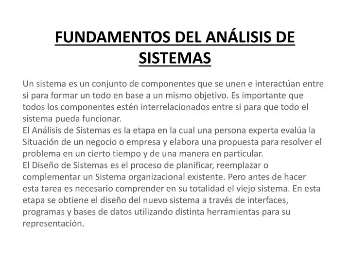 Ppt Fundamentos Del An Lisis De Sistemas Powerpoint Presentation Free Download Id