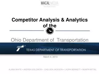 Competitor Analysis &amp; Analytics of the Ohio Department of Transportation