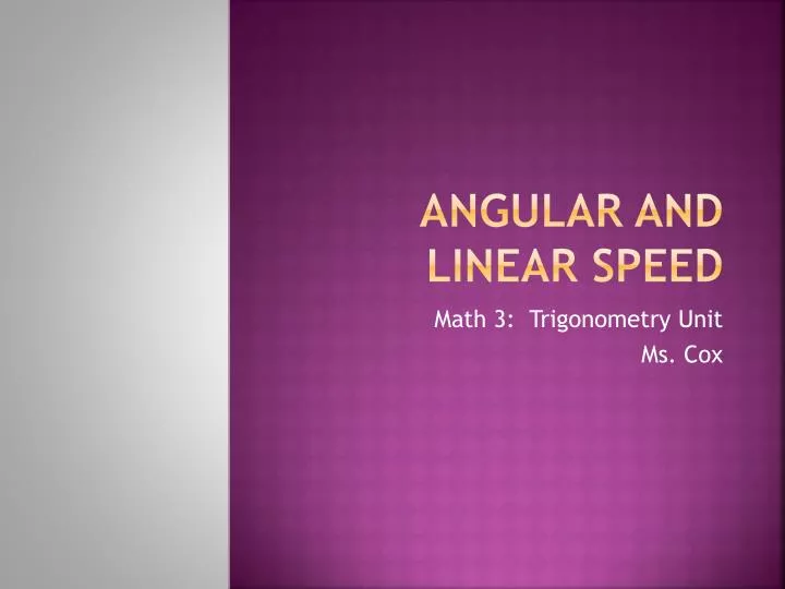 angular and linear speed