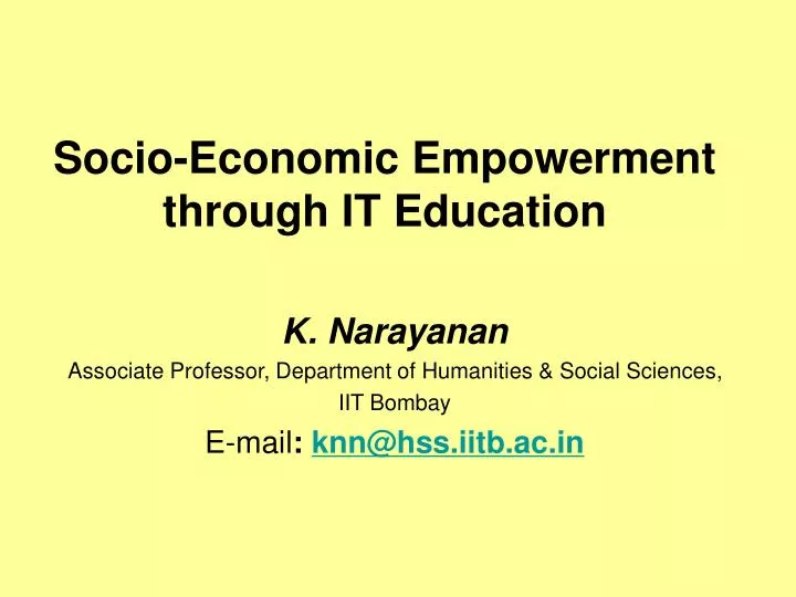 socio economic empowerment through it education