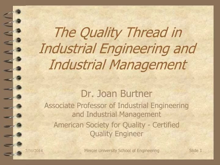 the quality thread in industrial engineering and industrial management