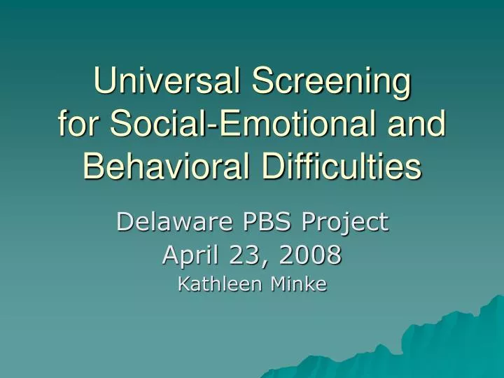 universal screening for social emotional and behavioral difficulties