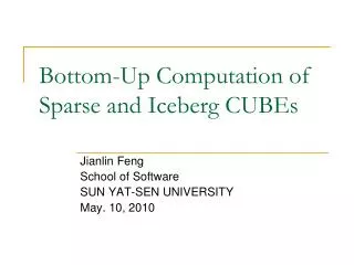 Bottom-Up Computation of Sparse and Iceberg CUBEs