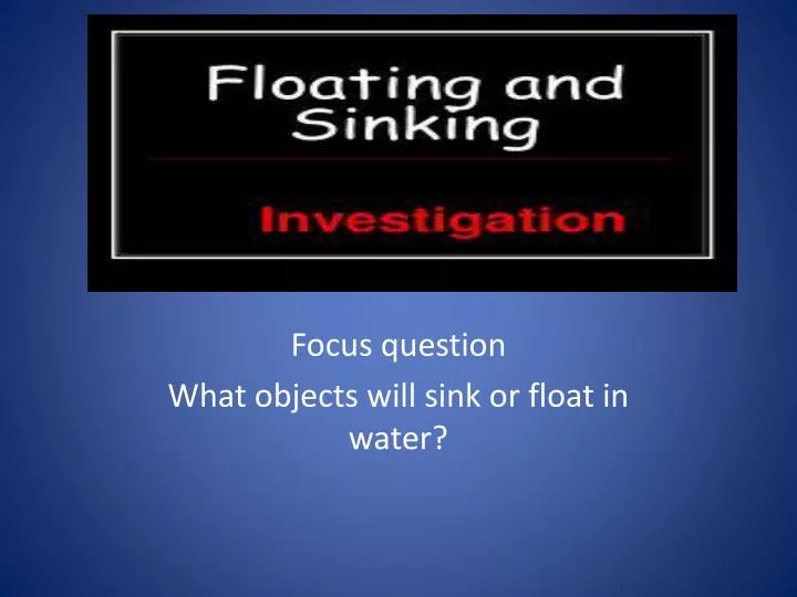 focus question what objects will sink or float in water