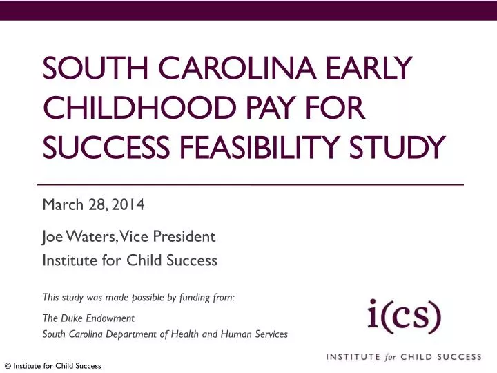 south carolina early childhood pay for success feasibility study