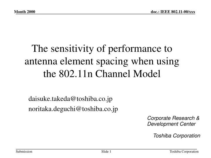 the sensitivity of performance to antenna element spacing when using the 802 11n channel model