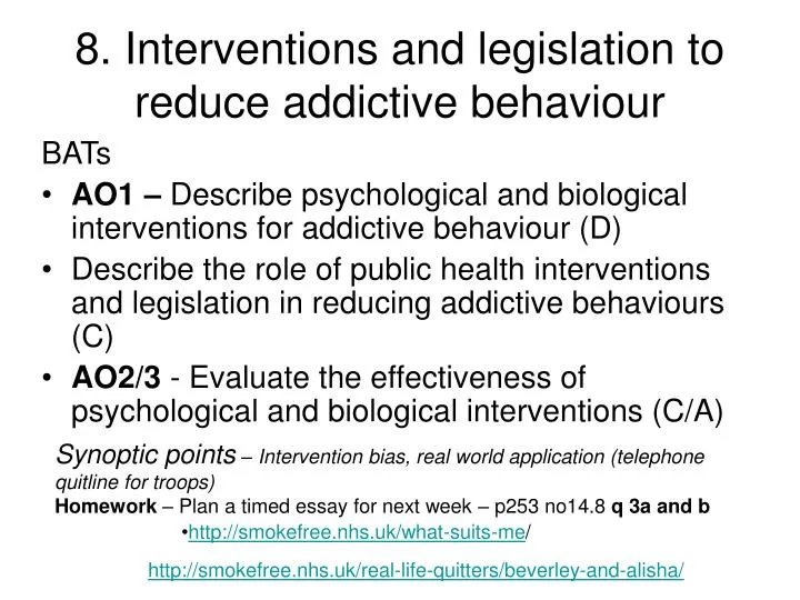 8 interventions and legislation to reduce addictive behaviour