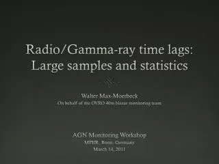 Radio/Gamma-ray time lags: Large samples and statistics