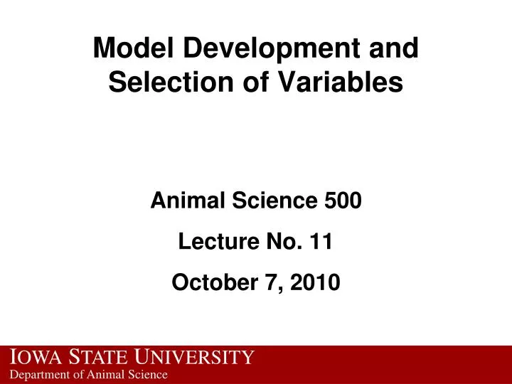 model development and selection of variables