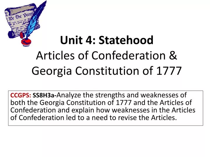 unit 4 statehood articles of confederation georgia constitution of 1777