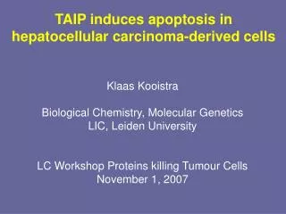 TAIP induces apoptosis in hepatocellular carcinoma-derived cells