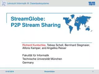 StreamGlobe: P2P Stream Sharing