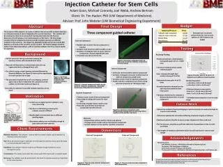 Injection Catheter for Stem Cells Adam Goon, Michael Conrardy, Joel Webb, Andrew Bertram