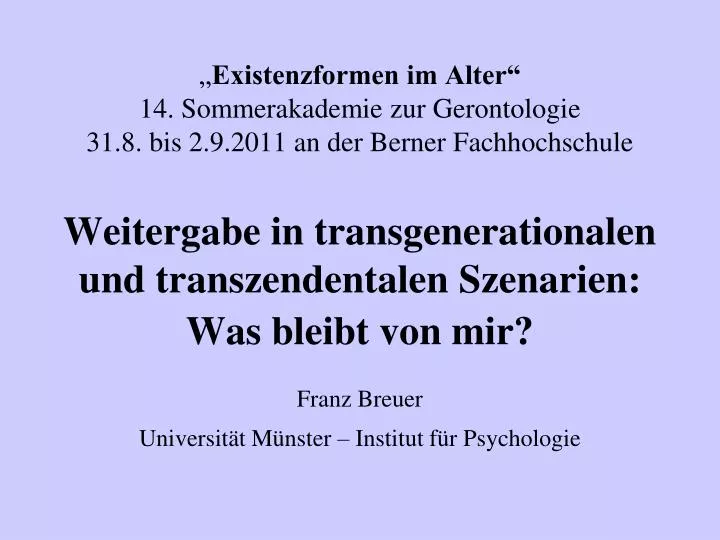 franz breuer universit t m nster institut f r psychologie