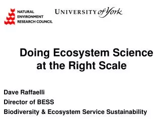 Doing Ecosystem Science at the Right Scale