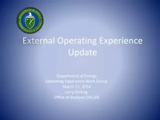 External Operating Experience Update