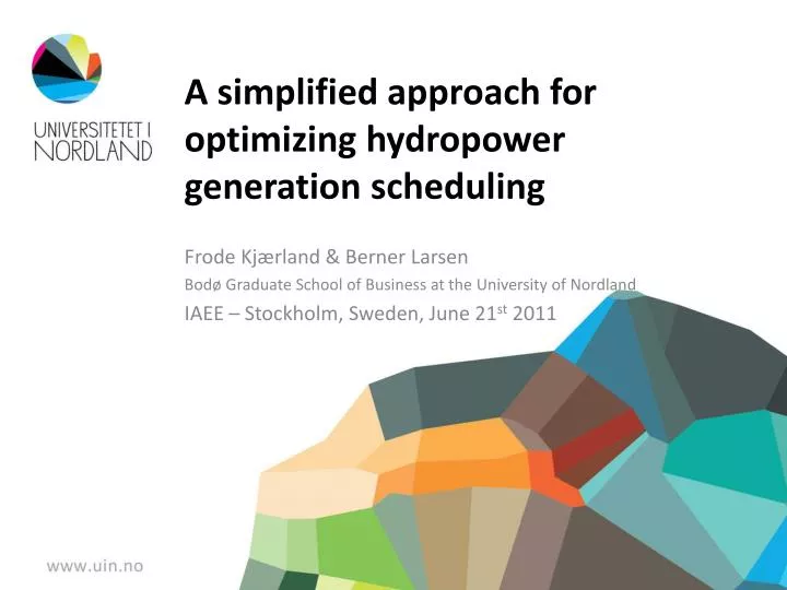 a simplified approach for optimizing hydropower generation scheduling