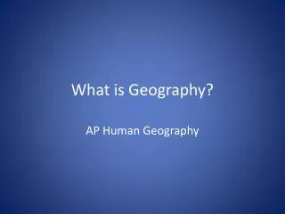 What is Geography?