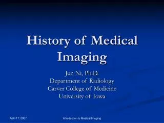 History of Medical Imaging