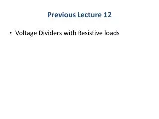 Previous Lecture 12