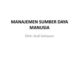 manajemen sumber daya manusia
