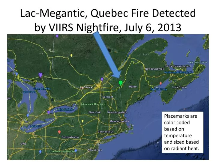 lac megantic quebec fire detected by viirs nightfire july 6 2013
