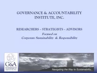 GOVERNANCE &amp; ACCOUNTABILITY INSTITUTE, INC.