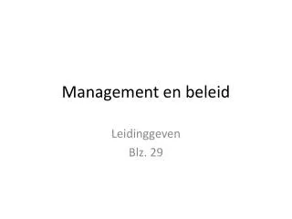 management en beleid