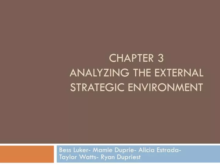 chapter 3 analyzing the external strategic environment
