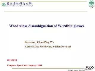 Word sense disambiguation of WordNet glosses